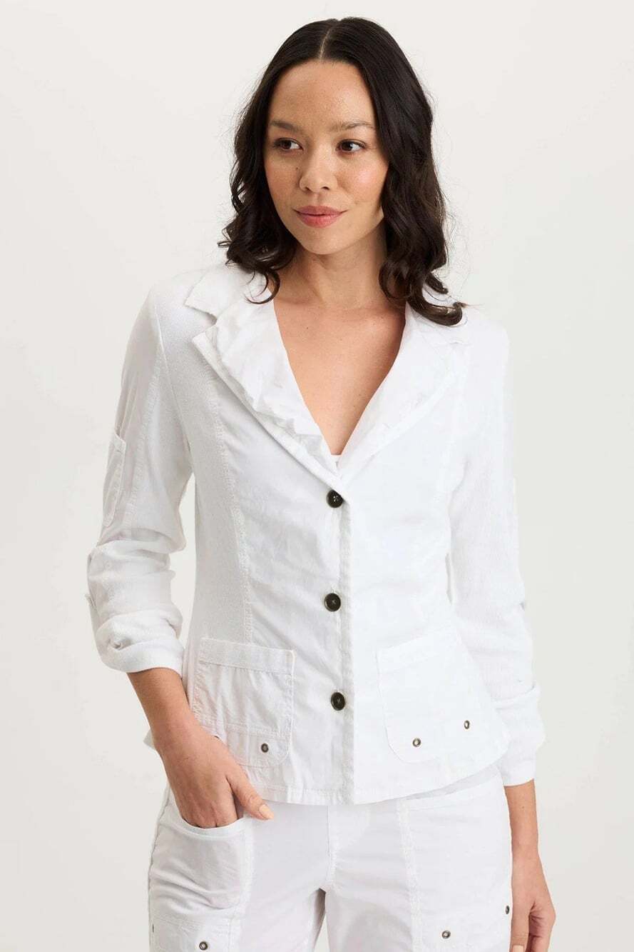 Wearables XCVI Women’s Darwin Poplin Ribbed 3/4 Sleeve Jacket Size XS